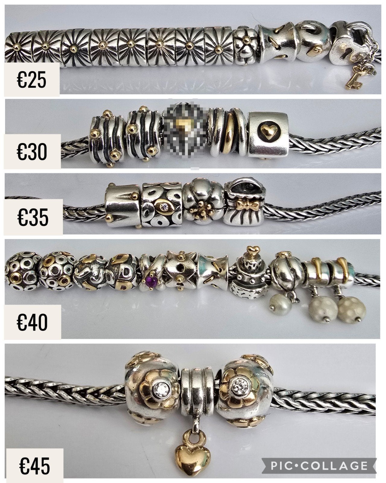 Luxe zilveren Pandora bedels met 14 karaat goud, Sieraden, Tassen en Uiterlijk, Bedels, Ophalen of Verzenden, Zo goed als nieuw