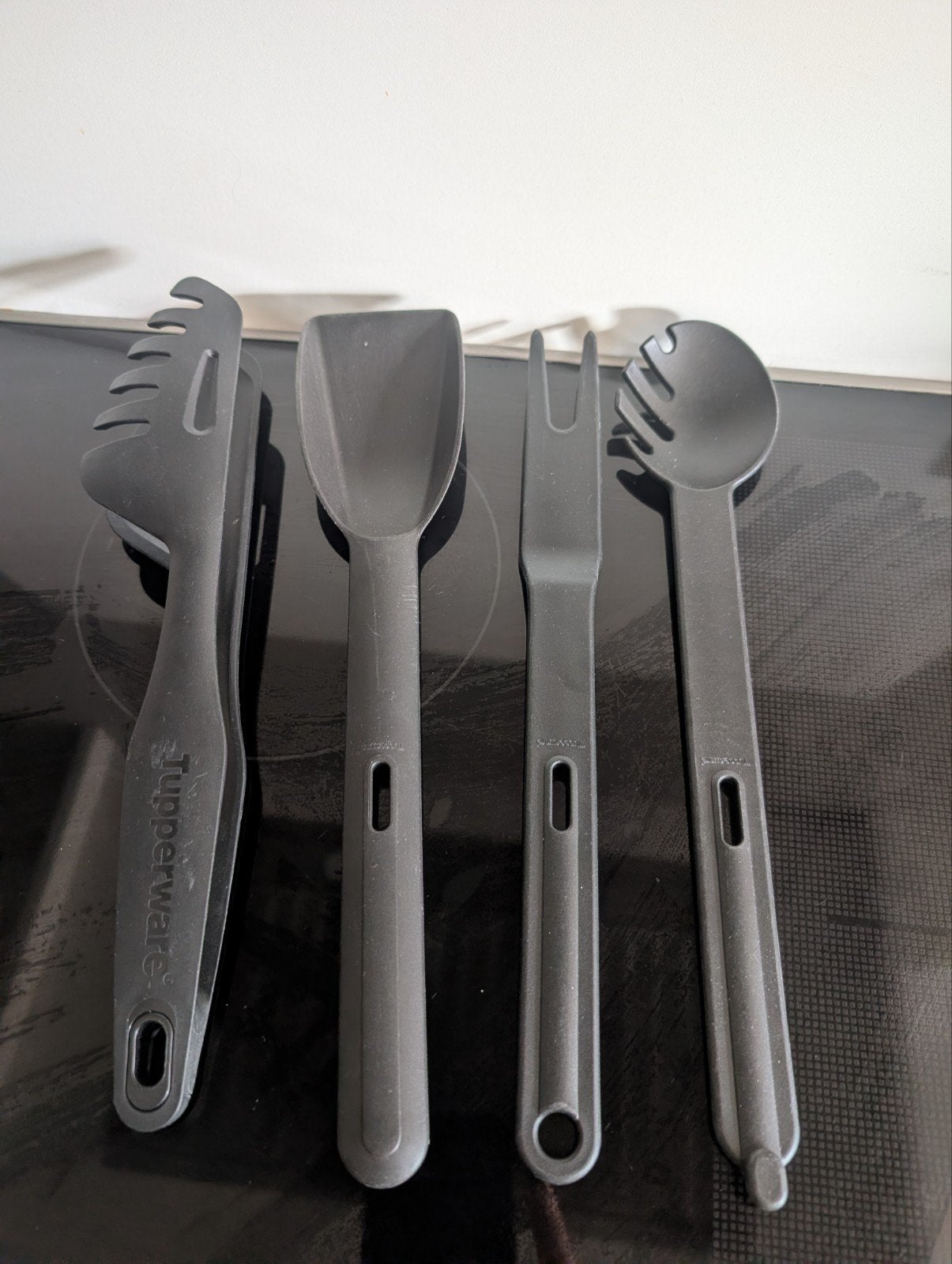 Tupperware bestek, lepel, vork, tang, Ophalen of Verzenden, Rvs of Chroom