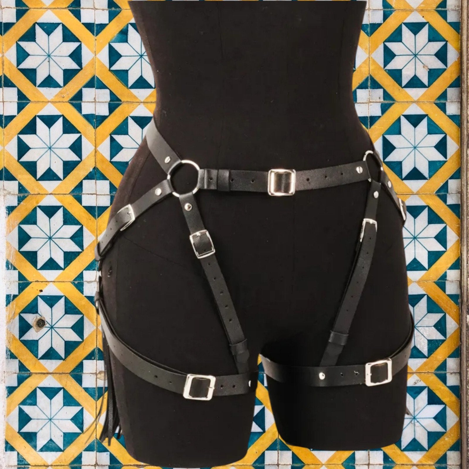 Zwarte Leren Body Harness met Kwastjes bdsm bondage fetish, Kleding | Dames, Onbekend, Ophalen of Verzenden, Nieuw
