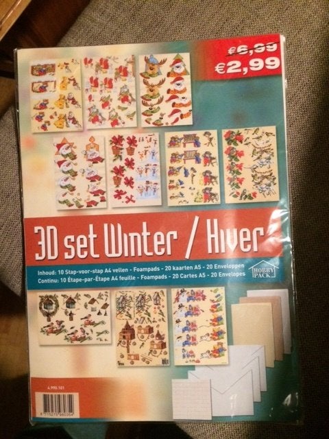 pakket voor 3D set winterkaarten kerst kaarten maken *nieuw*, Hobby en Vrije tijd, Ophalen of Verzenden, Nieuw, Kerst, Knipvel