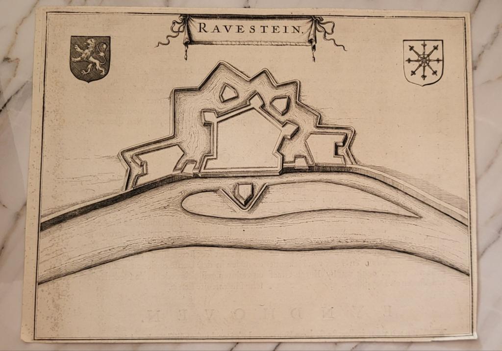 17e eeuwse Kopergravure Ravenstein (1649) - Joan Blaeu, Verzenden, Voor 1940, Gebruikt