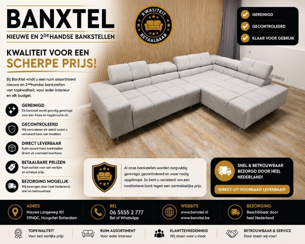 Zeer Mooie Grijs Moderne HOEKBANK, Huis en Inrichting, Banken | Bankstellen, Info@banxtel.nl, 3194DC, Hoekbank, Ophalen of Verzenden