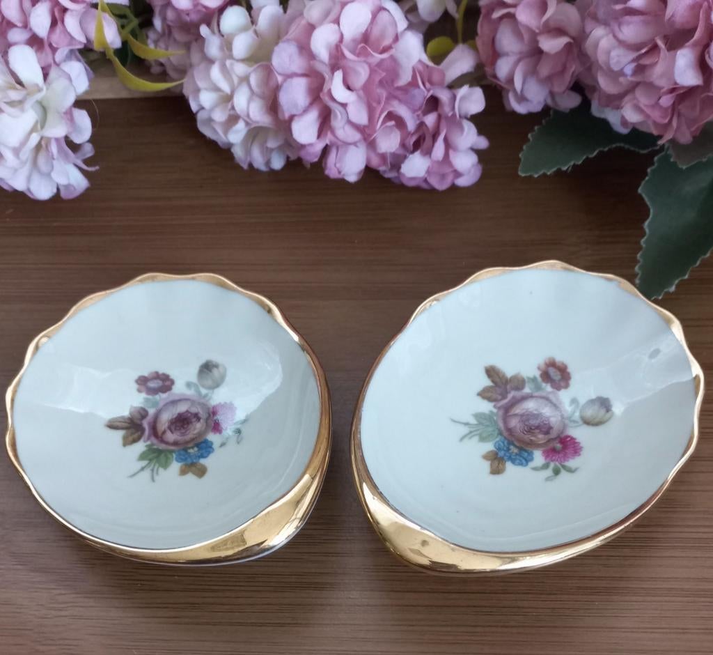 Mooie set van 2 brocante theetips, paarse roos, K.P.M, Deens, Antiek en Kunst, Ophalen of Verzenden