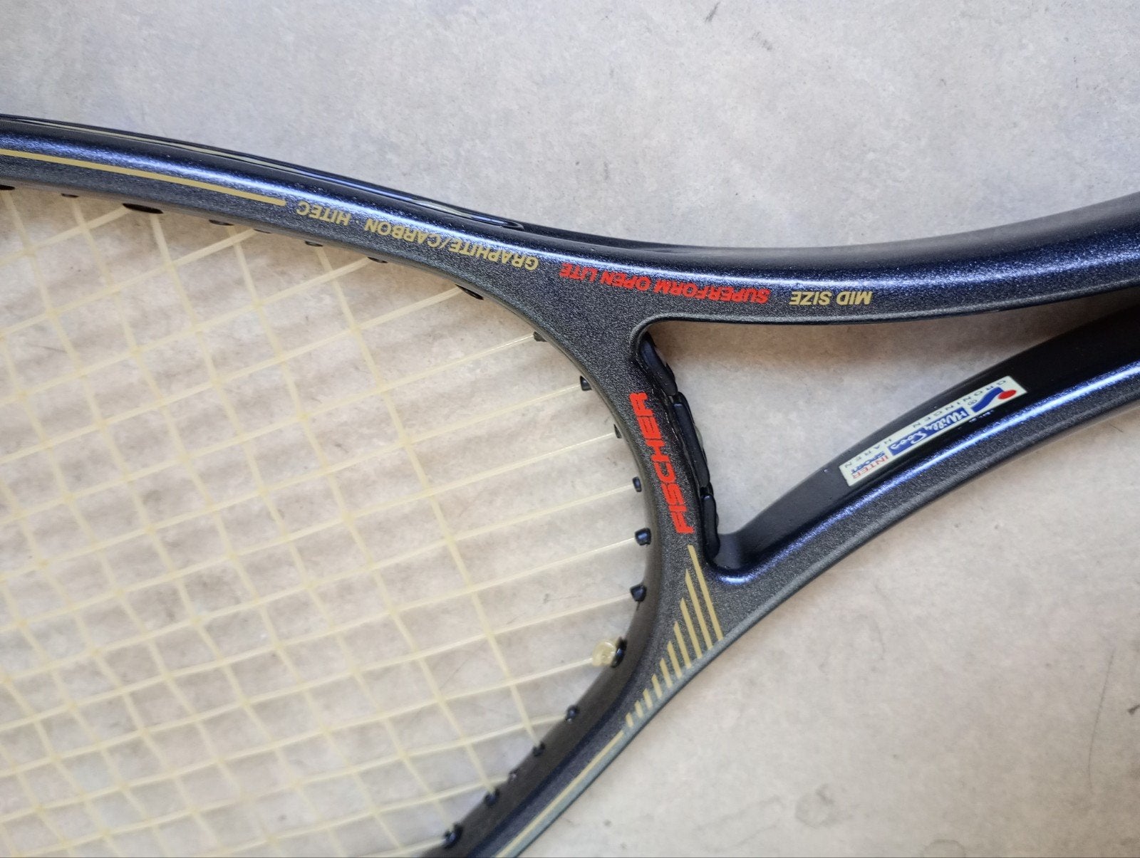 Vintage Fischer Midsize Superform Open Lite Tennis, Sport en Fitness, Ophalen of Verzenden, Gebruikt, Racket, L2
