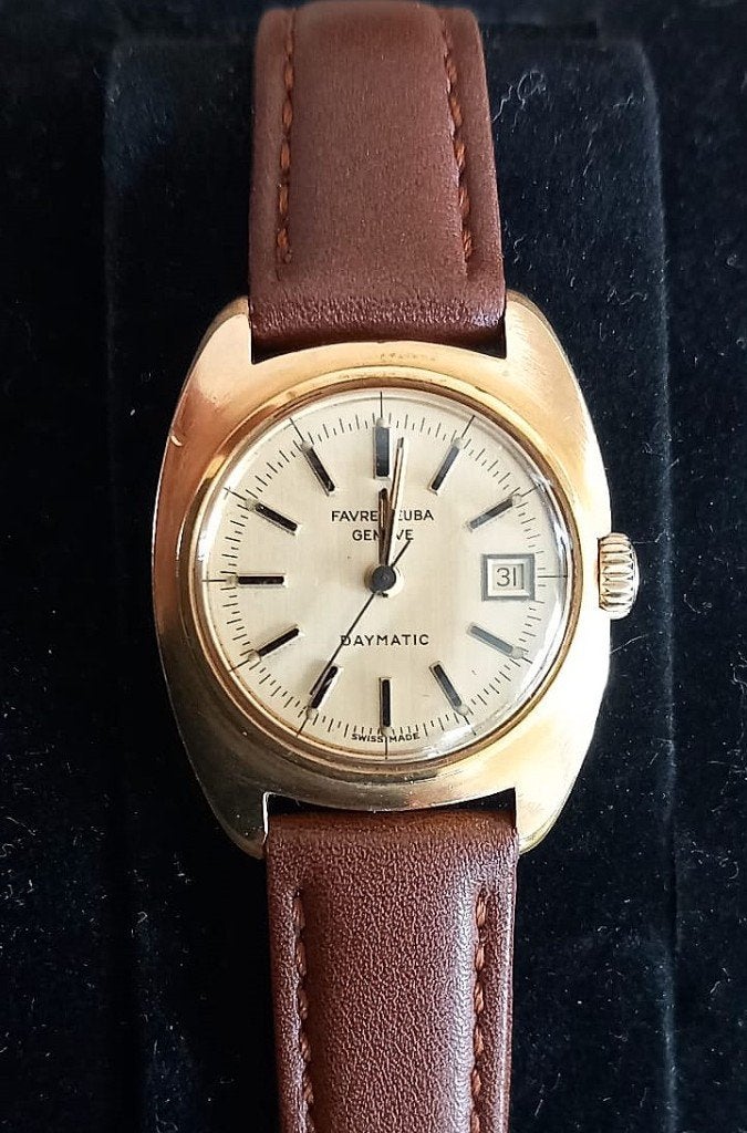 Favre Leuba Daymatic Genéve, Ophalen of Verzenden, Gebruikt, Leer, Overige merken