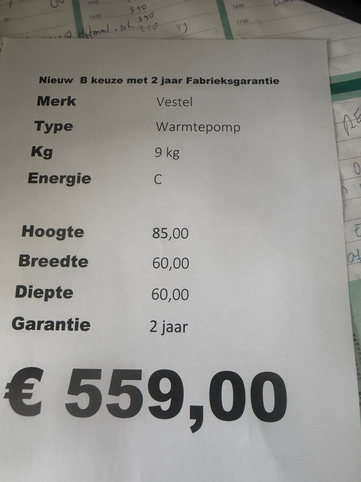 Vestel warmte pompdroger condens nieuw 9kg zwart, Witgoed en Apparatuur, Ophalen, Vestel, Minder dan 85 cm, 8 tot 10 kg
