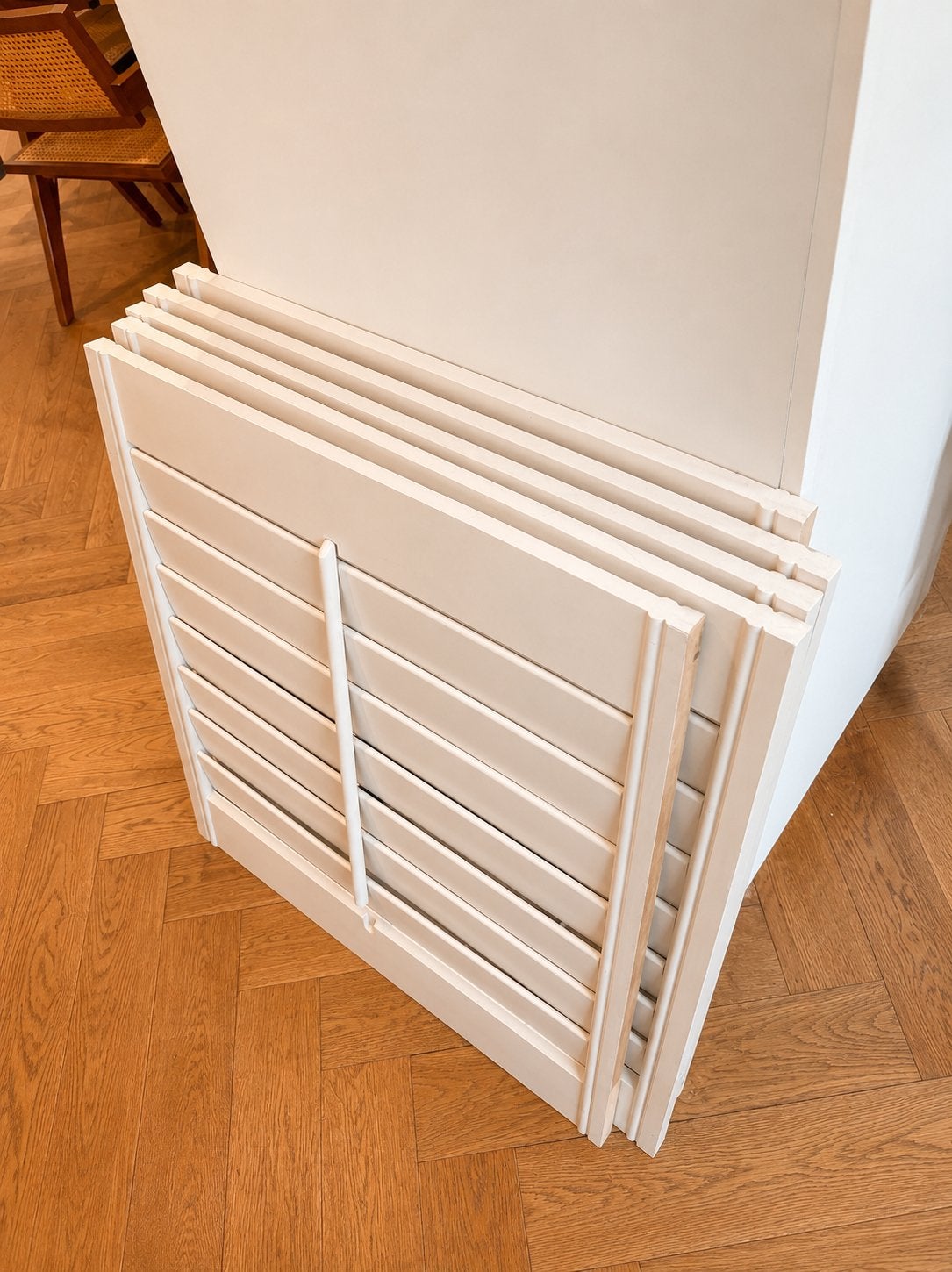 Set van 5 houten shutters / binnenluiken - wit/off-white, Ophalen, Gebruikt, Wit, Minder dan 100 cm