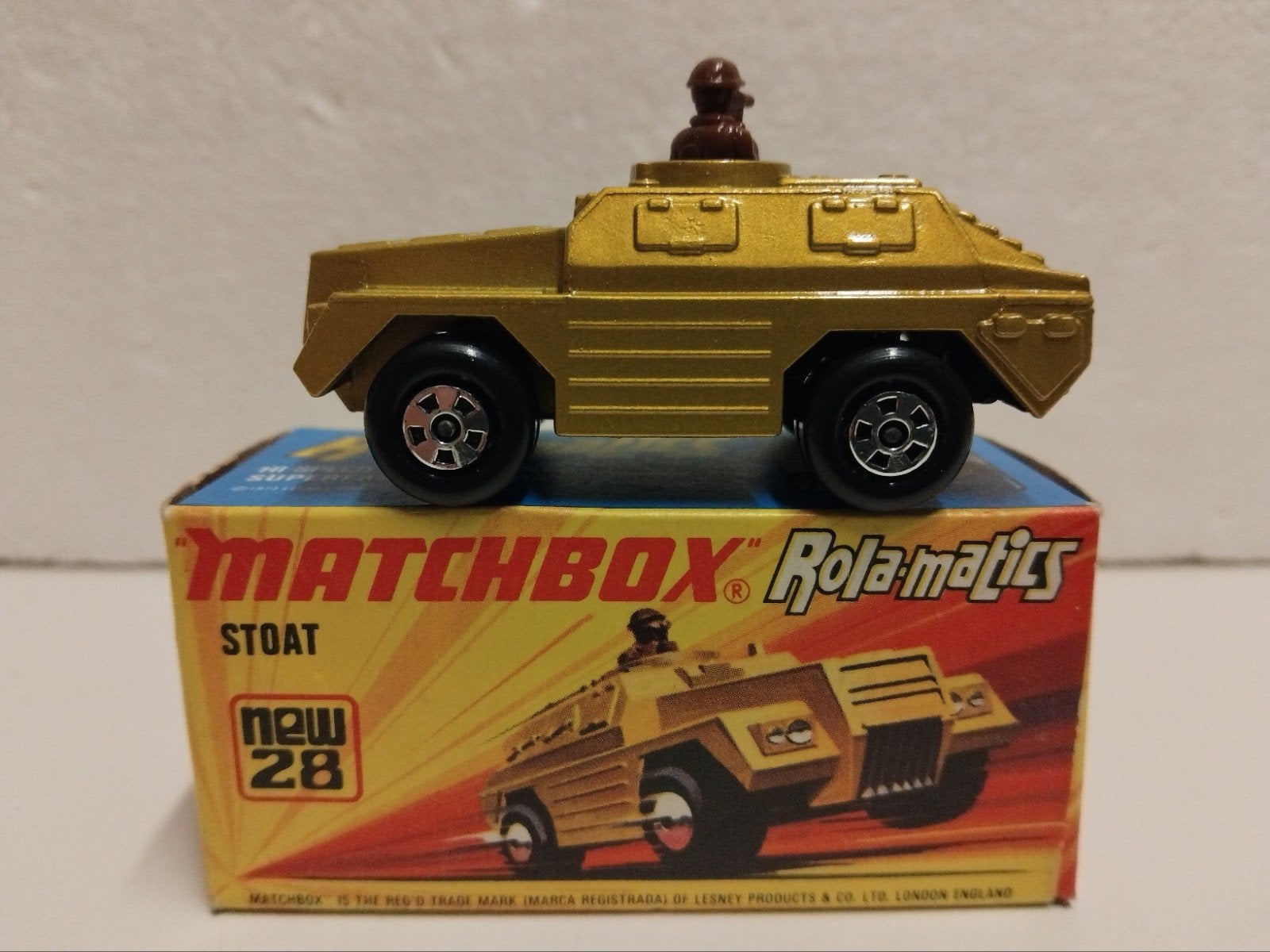 Matchbox#28 STOAT Tank brons Rola - Matics  3INCH, Ophalen of Verzenden, Zo goed als nieuw, Overige typen