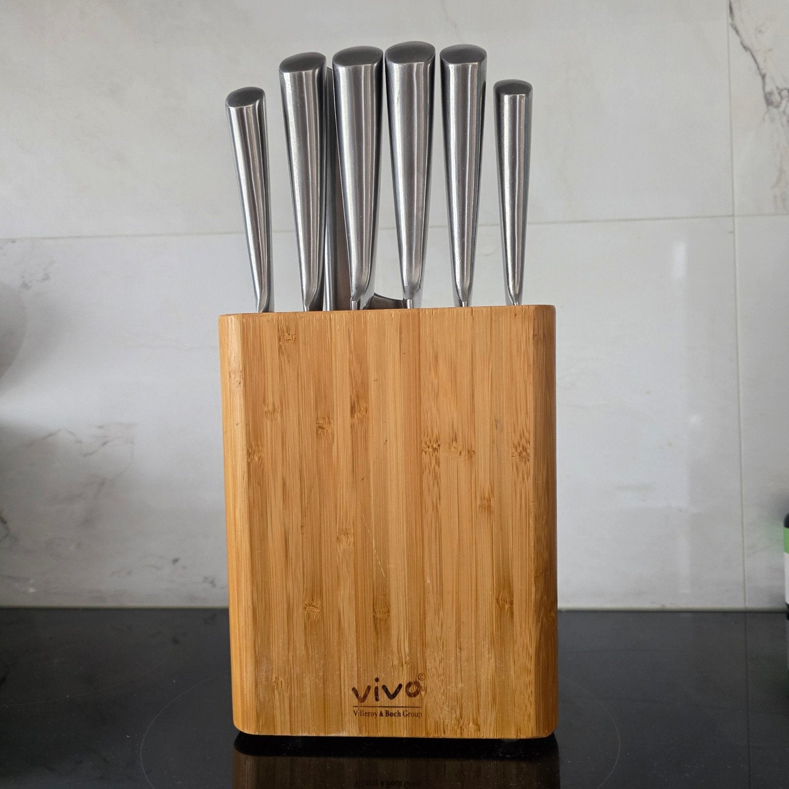 Vivo Villeroy & Boch Messenset met Bamboe Messenblok, Huis en Inrichting, Villeroy & Boch, Gebruikt, Bestekset, Ophalen of Verzenden
