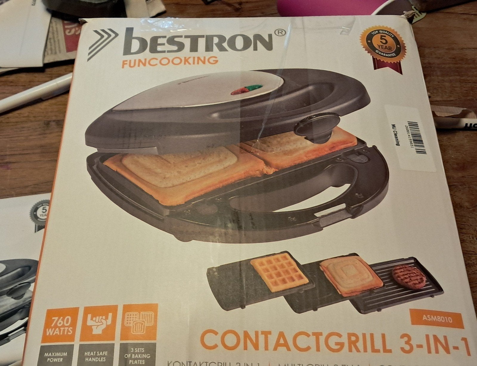 Bestron Contactgrill 3-in-1 met wafel-tosti- en grillplaten, Ophalen of Verzenden, Uitneembare platen, Zo goed als nieuw