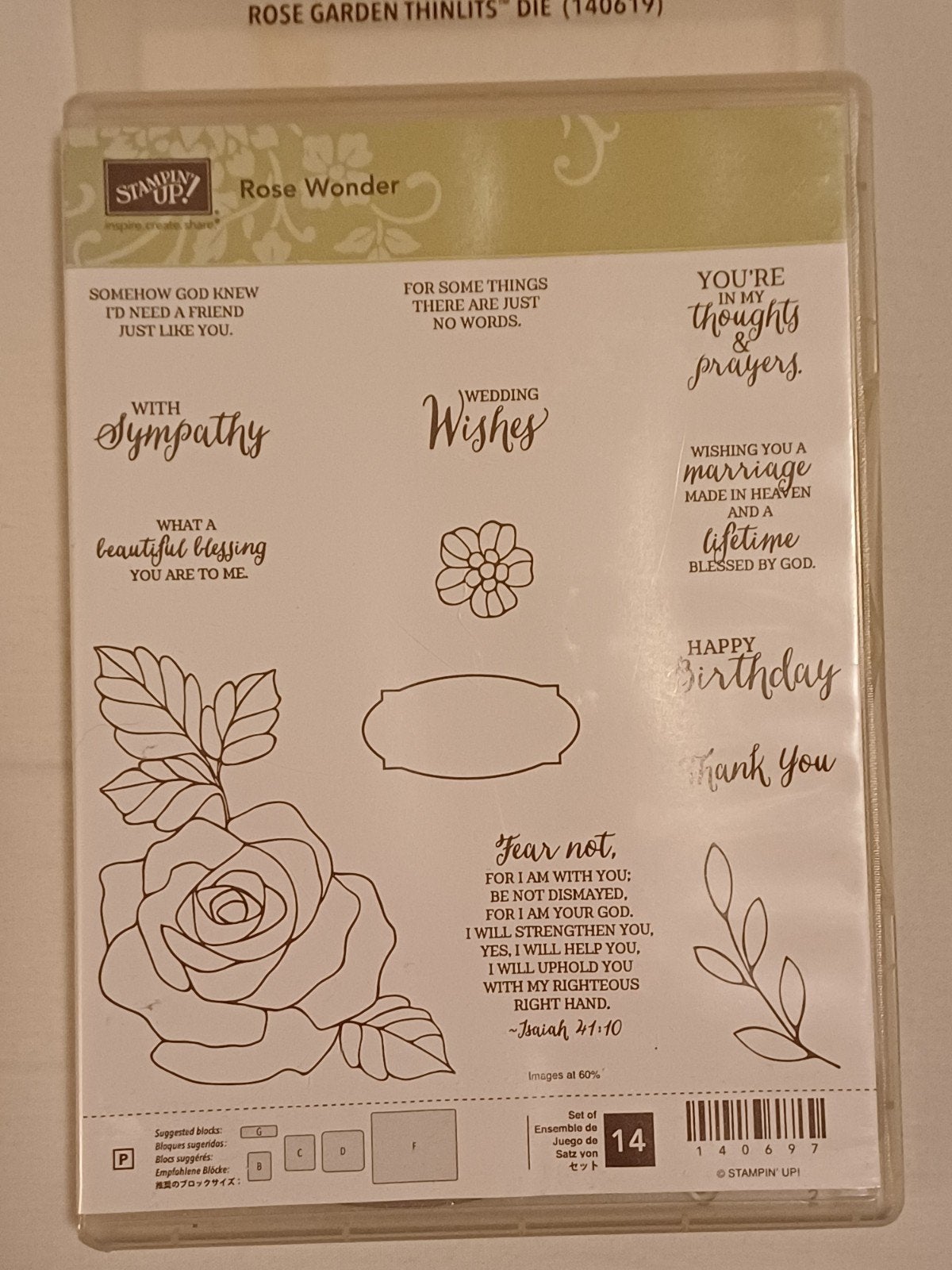 Stampin' Up! Rose Wonder Stempelset en Rose Garden Thinlits, Ophalen of Verzenden, Gebruikt, Clearstamp
