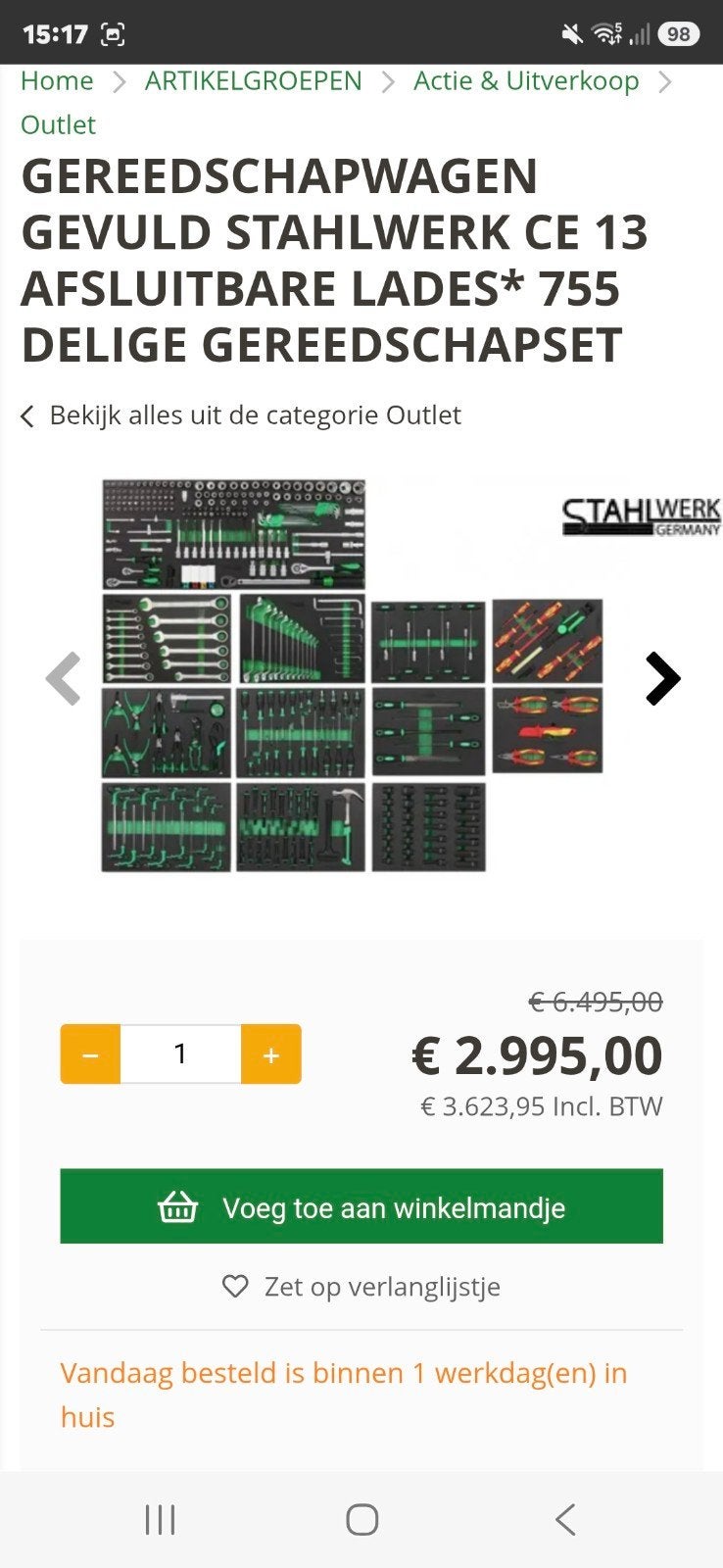 stahlwerk sw22 gereedschapswagen, Ophalen, Nieuw