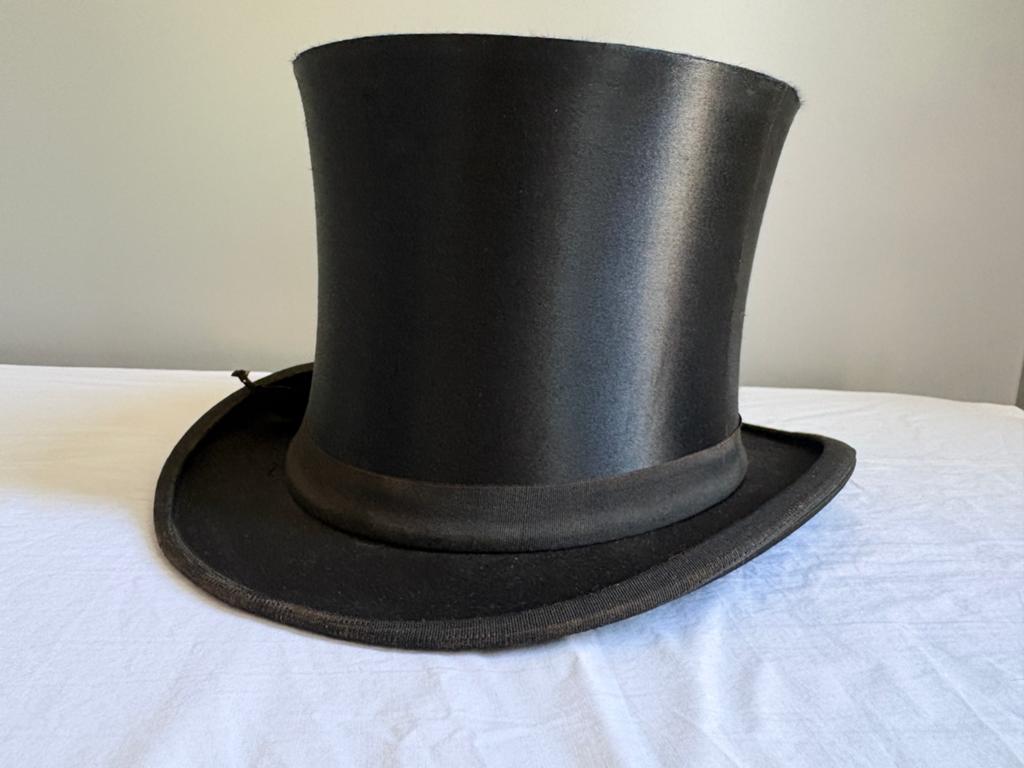 2.Antieke inklaphoed chapeau claque Theater/ kostuum maat 56, Antiek en Kunst, Ophalen of Verzenden