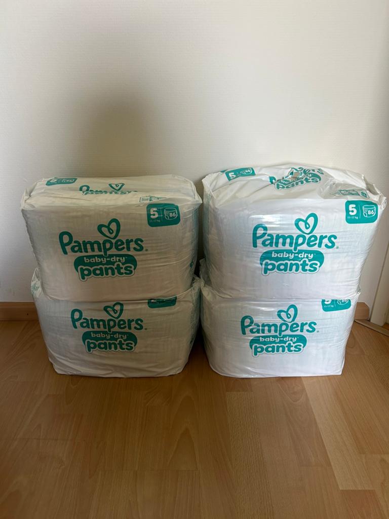 Pampers baby dry luierbroekjes maat 5 4x86 stuks, Ophalen, Nieuw