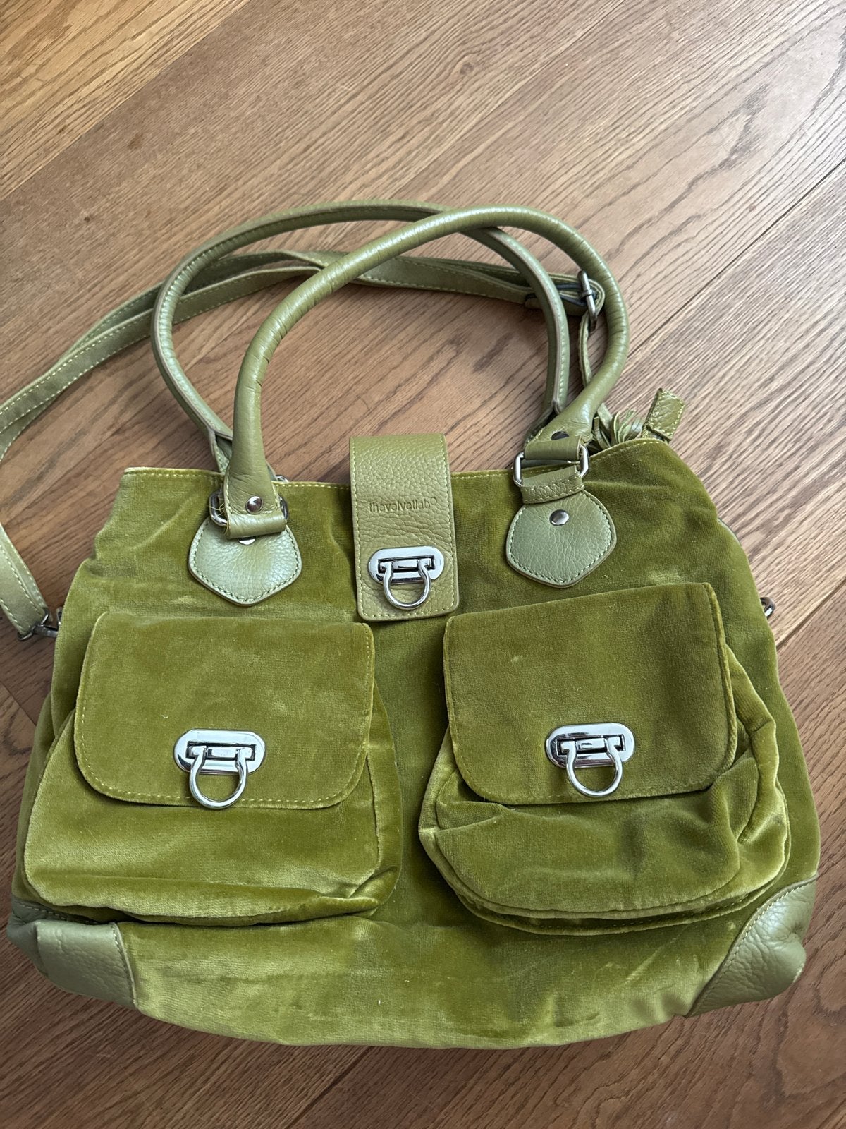 The Velvet Lab Groene Velours Tas - design tas, Ophalen of Verzenden, Gebruikt, Groen, Handtas