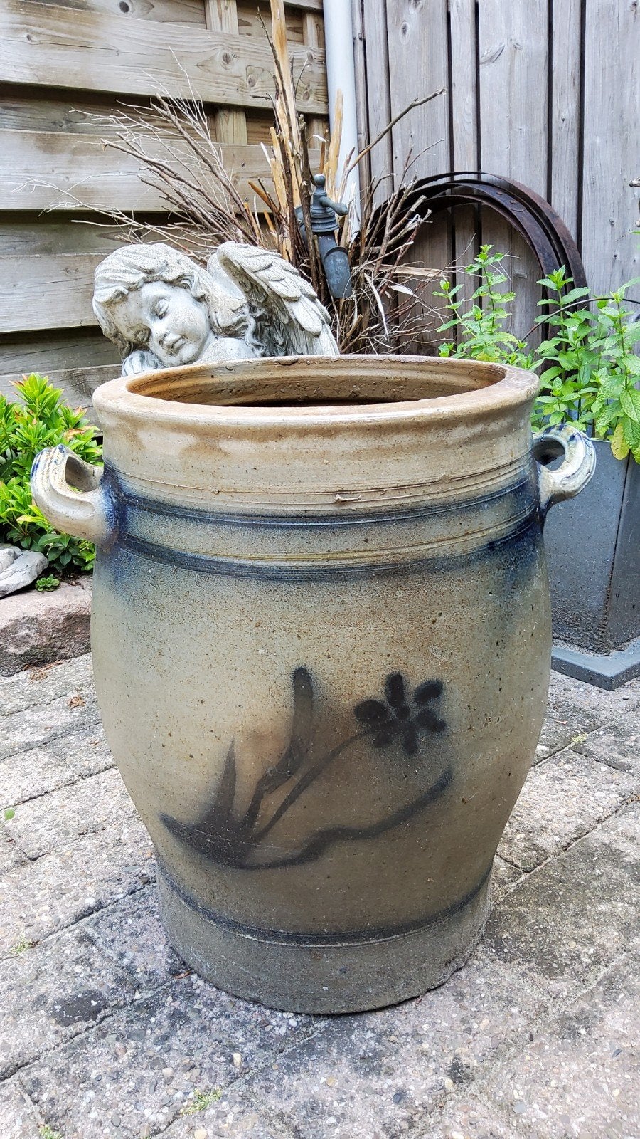 Grote Antieke Grespot steengoed Keulse pot met 2 handvatten., Antiek en Kunst, Ophalen of Verzenden