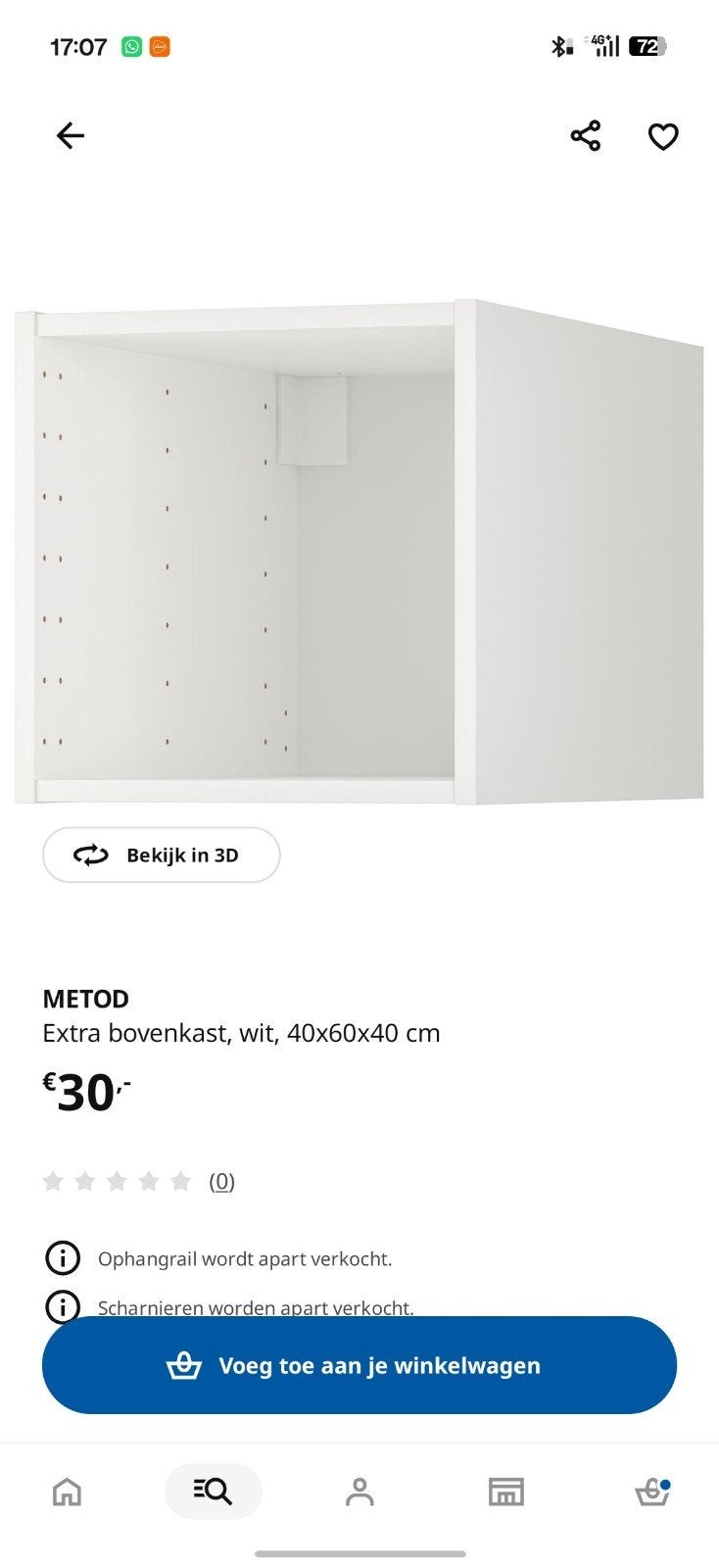 IKEA Bovenkast METOD met Voxtorp beige front, Ophalen, Minder dan 50 cm, Gebruikt, Beige