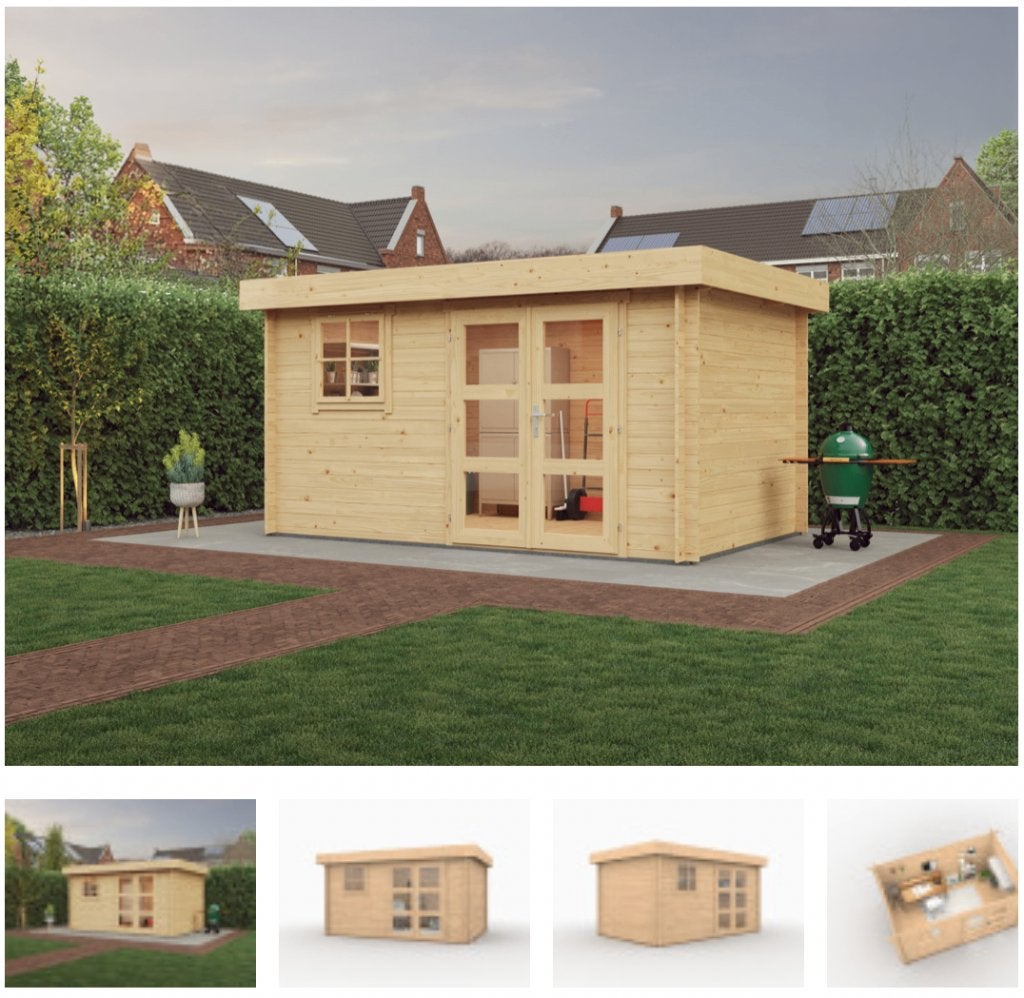 Blokhut tuinhuis schuur 426 x 286 cm NIEUW nooit opgebouwd, Ophalen, 200 tot 400 cm, 250 tot 500 cm, Blokhut