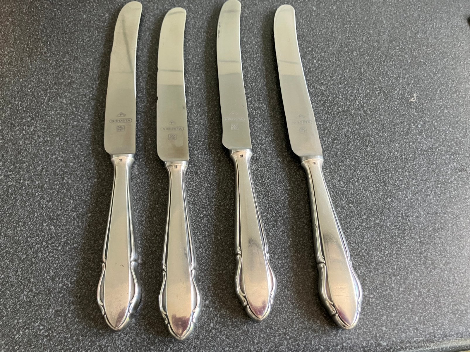 WMF messen (4 stuks) met zilver handvat, Ophalen of Verzenden