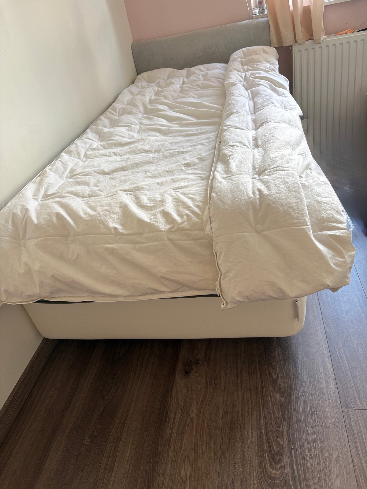 IKEA Boxspring met matras en hoofdbord 90x200 cm, 90 cm, Eenpersoons, Wit, Ophalen of Verzenden