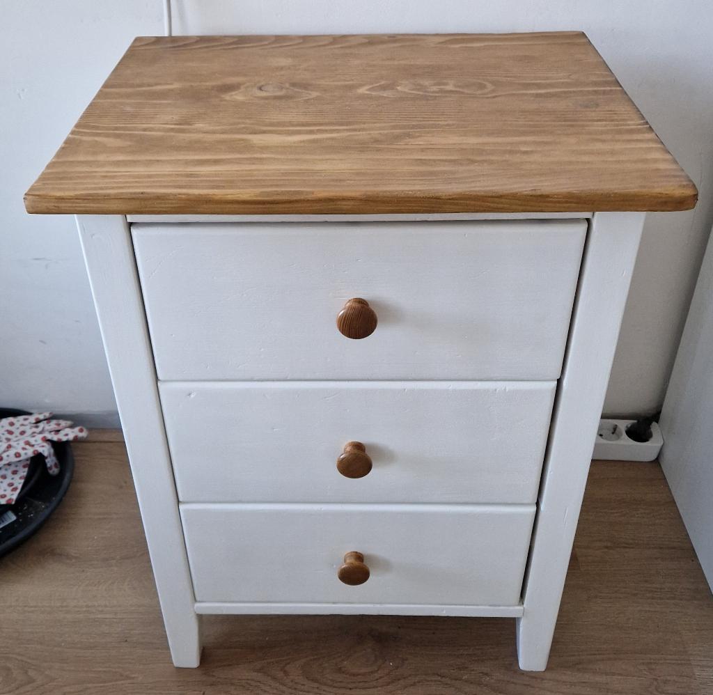 Ladekastje / nachtkastje wit + hout 49 x 39 x h63 cm, Huis en Inrichting, Kasten | Ladekasten, Ophalen, Minder dan 50 cm, Zo goed als nieuw