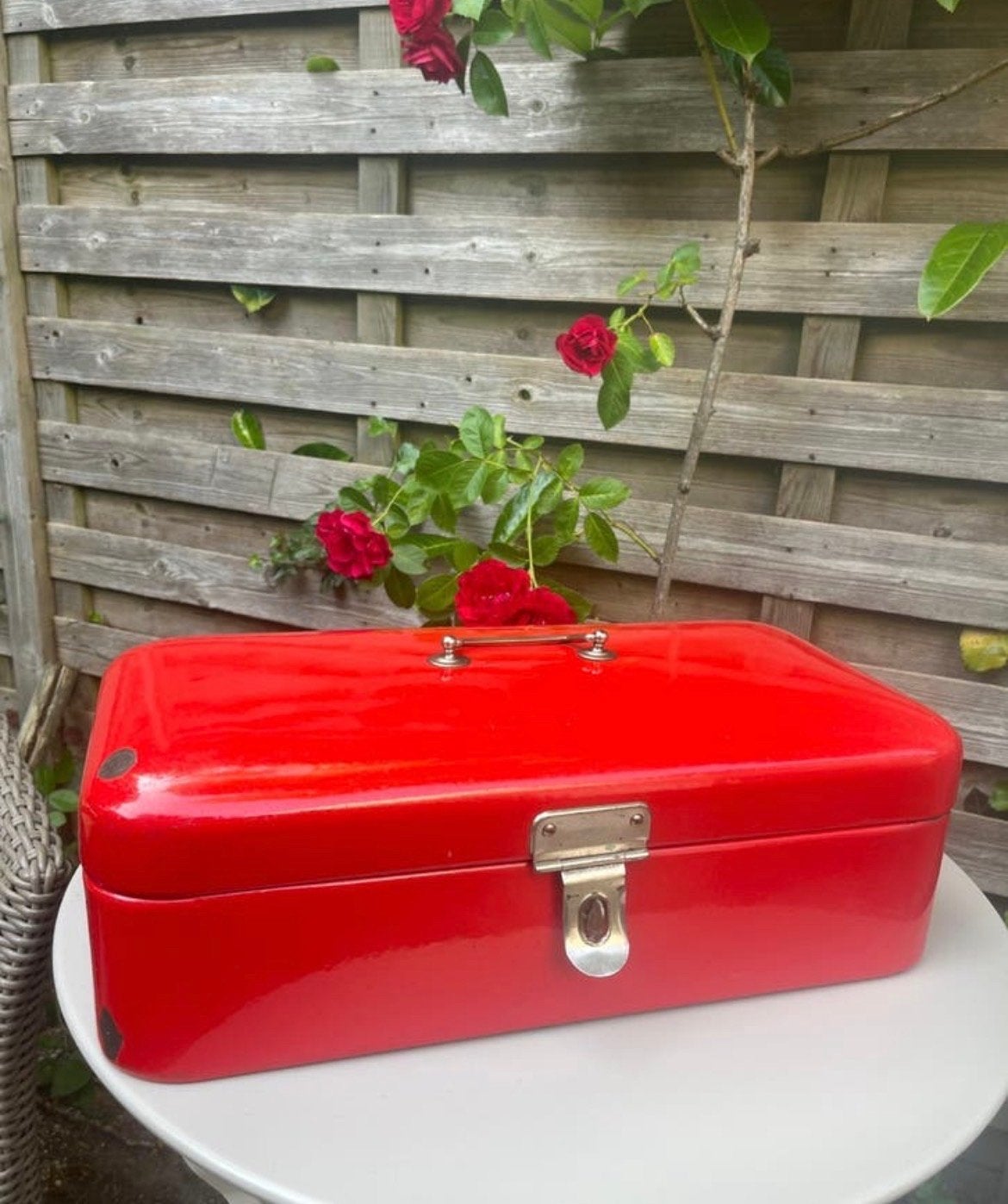 Vintage Rode Emaille Broodbak - Retro Keukenaccessoire, Ophalen of Verzenden