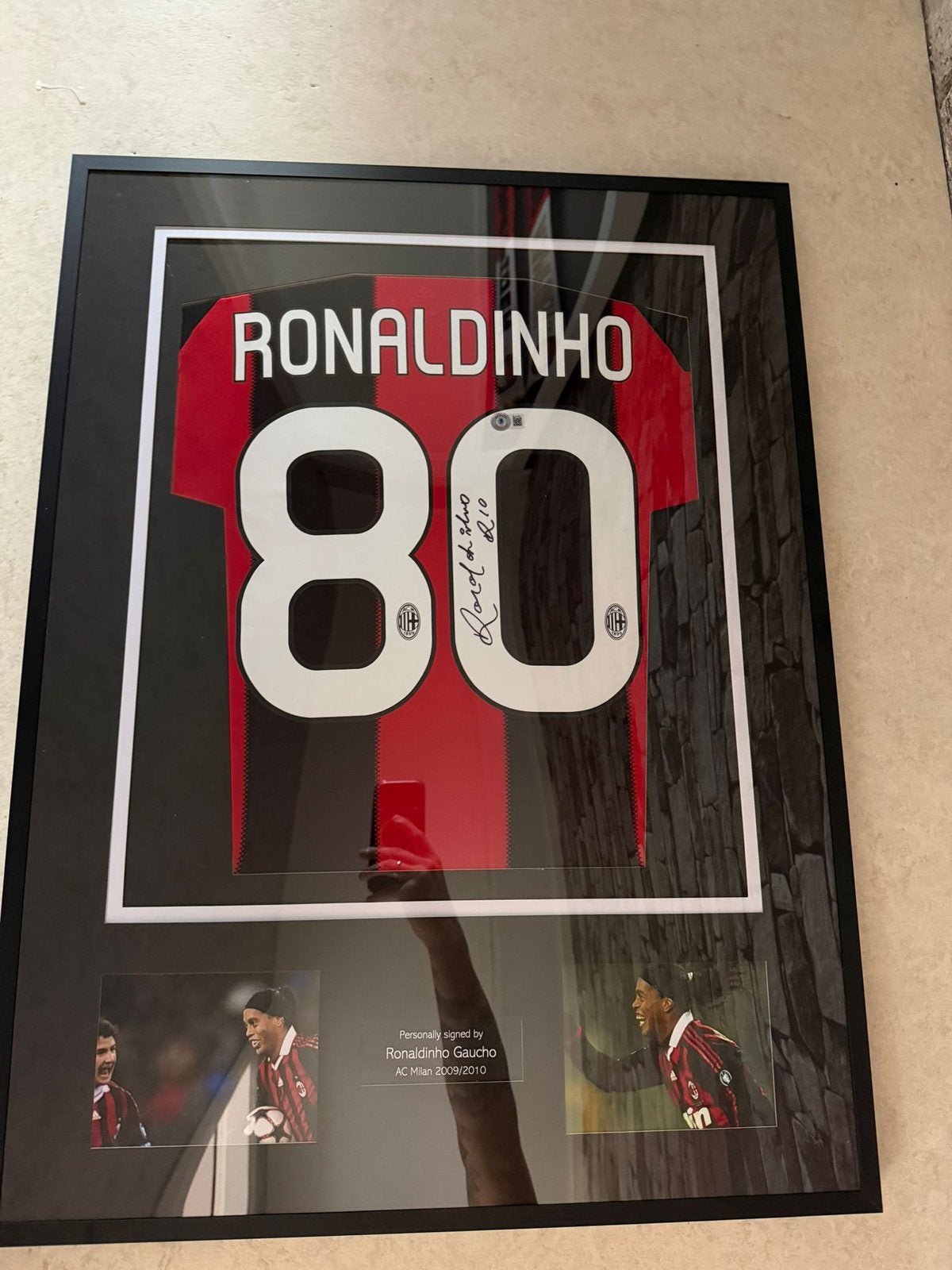 Ronaldinho gesigneerd shirt met coa, Ophalen of Verzenden, Zo goed als nieuw, Buitenlandse clubs, Shirt