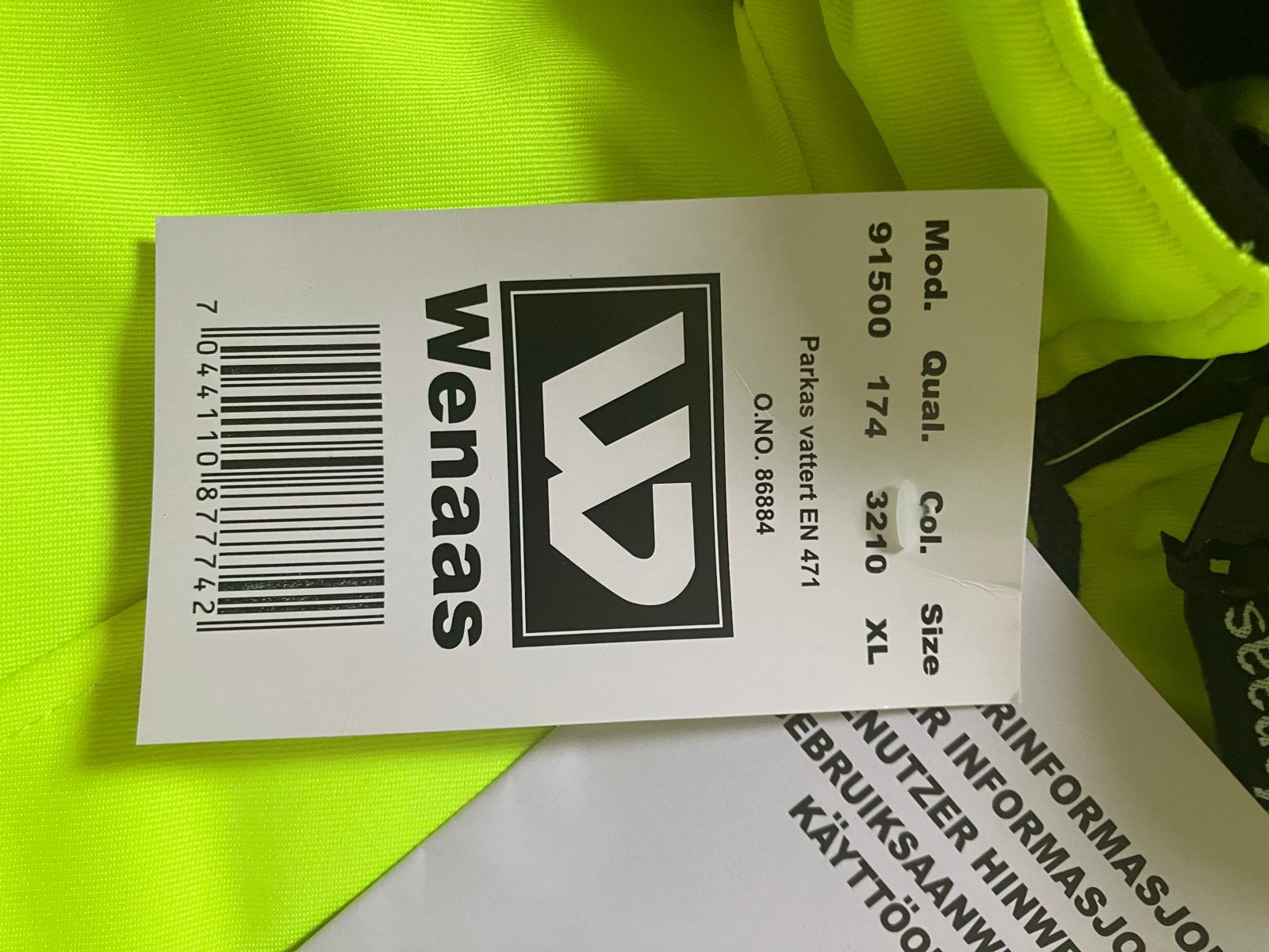 Wenaas Parkas Veiligheidsjas - Nieuw met labels, Ophalen, Nieuw