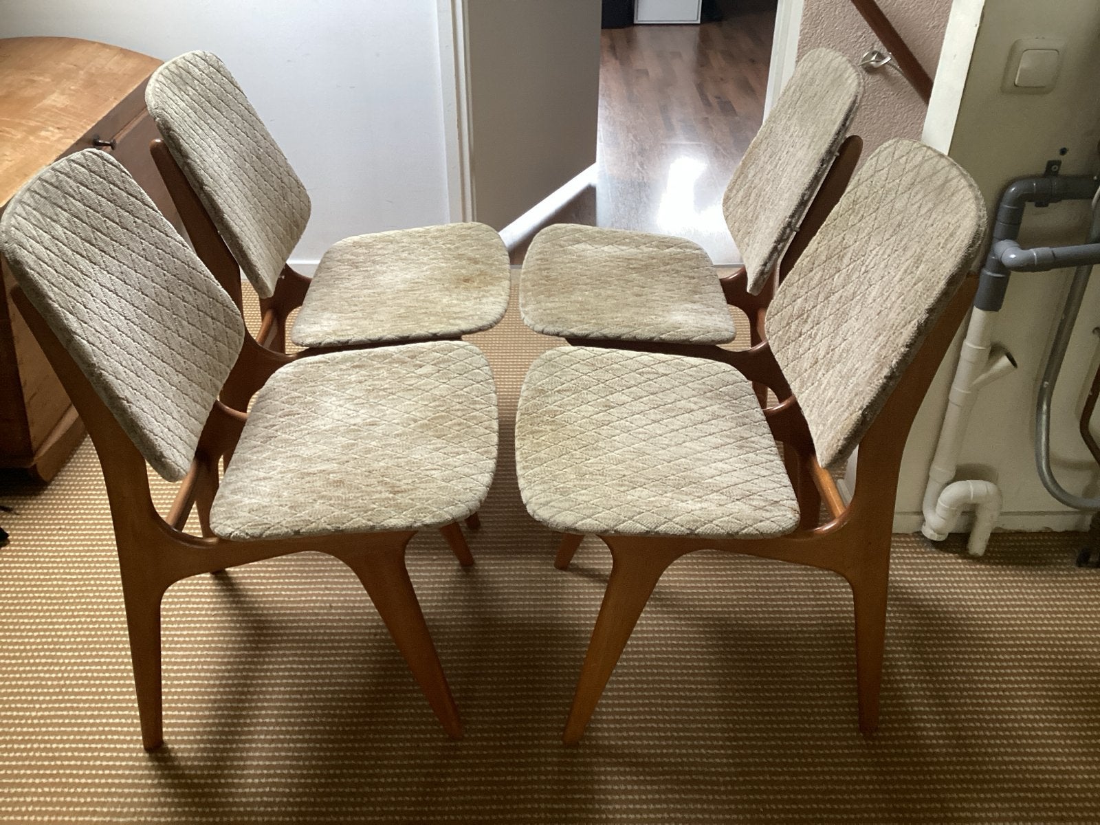 Set van 4 vintage eetkamerstoelen uit 1969, Antiek en Kunst, Ophalen