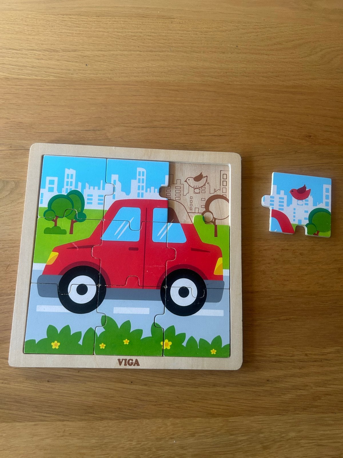 VIGA Houten Auto Puzzel voor Kinderen, Ophalen, 2 tot 4 jaar, Gebruikt, Van hout