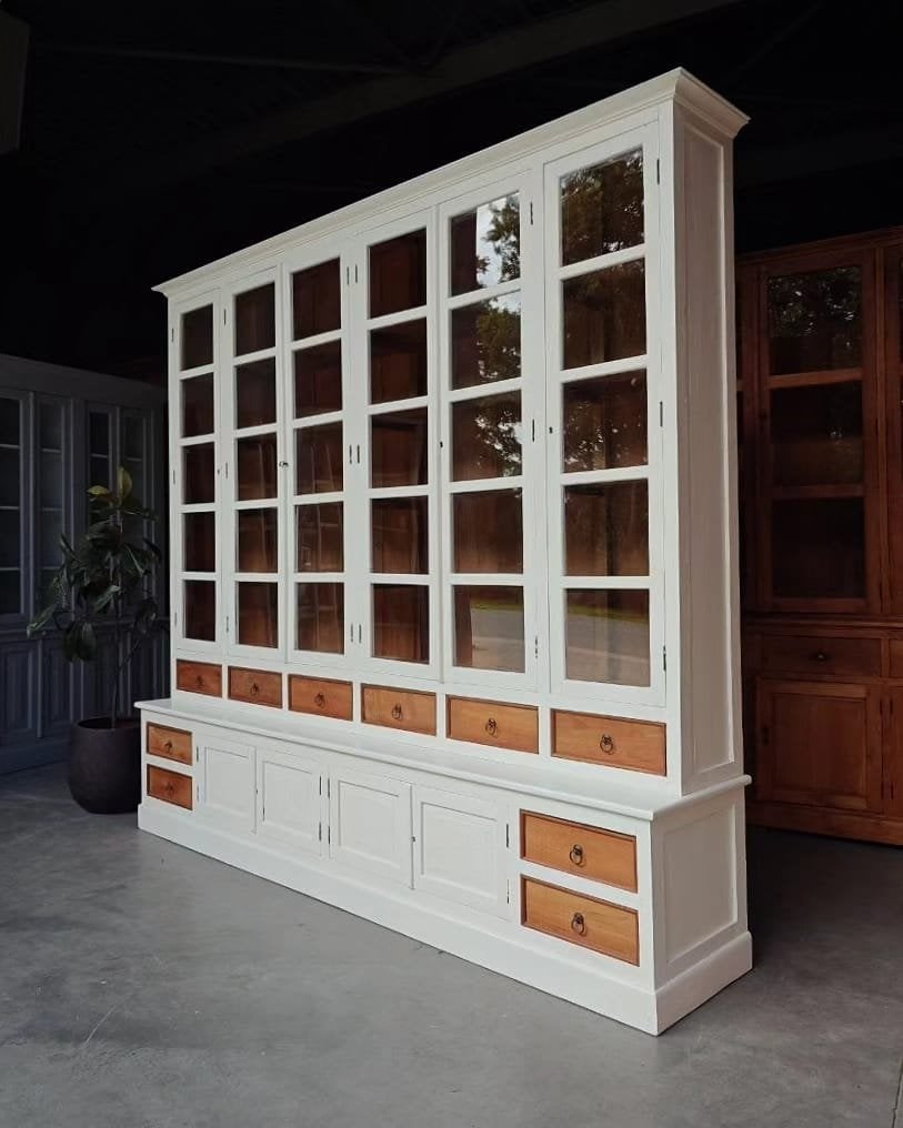 Geweldige antieke winkelkast | Apothekerskast teakhout #0499, Glas, Gebruikt, Met deur(en), -