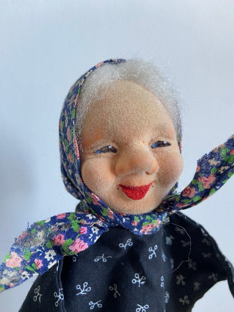 Vintage Handpop oude dame grootmoeder oma, Ophalen of Verzenden, Gebruikt, Pop