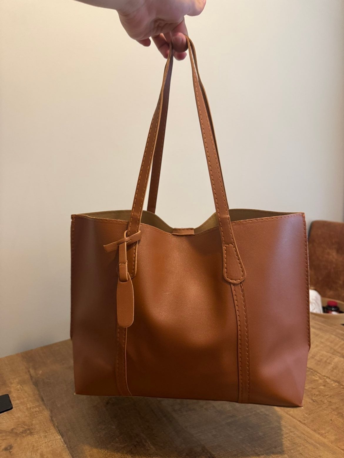 Nieuwe cognacbruine shopper – grote dames handtas, Ophalen of Verzenden, Nieuw, Shopper