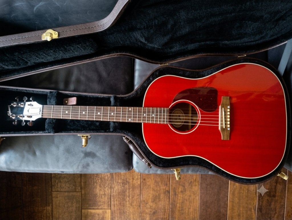 Gibson J45 Standard (Cherry Red), Ophalen of Verzenden, Zo goed als nieuw, Western- of Steelstringgitaar, Met koffer