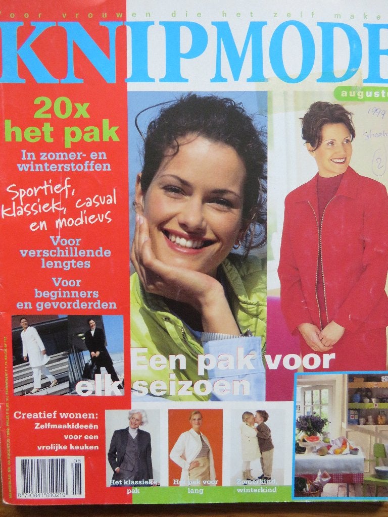 Knipmode augustus 1999 20 x het pak, blouse voor mannen, Ophalen, Zo goed als nieuw, Vrouw, Knipmode