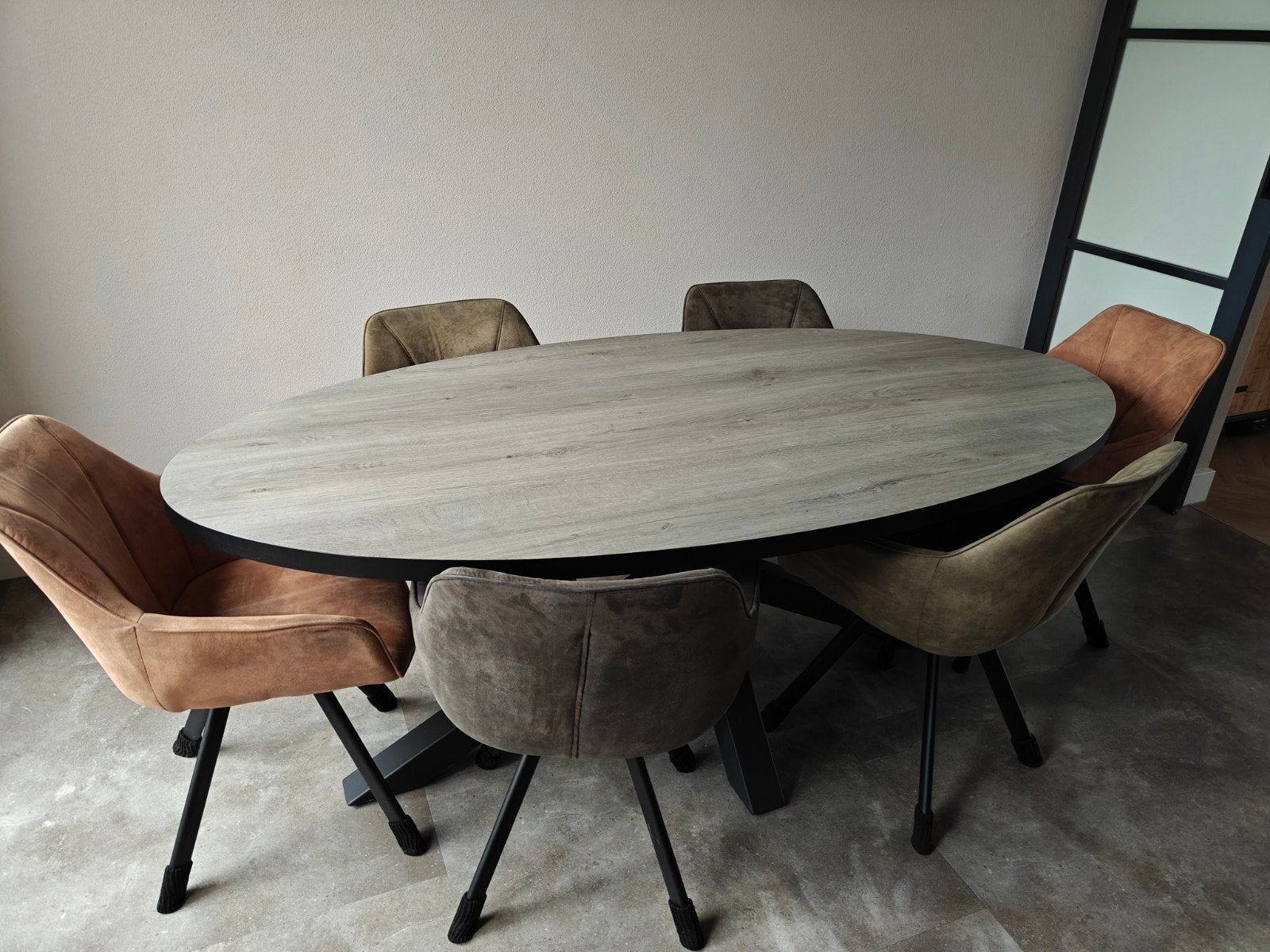 Ovale eettafel, Huis en Inrichting, Ophalen, 100 tot 150 cm, 200 cm of meer, Vijf personen of meer