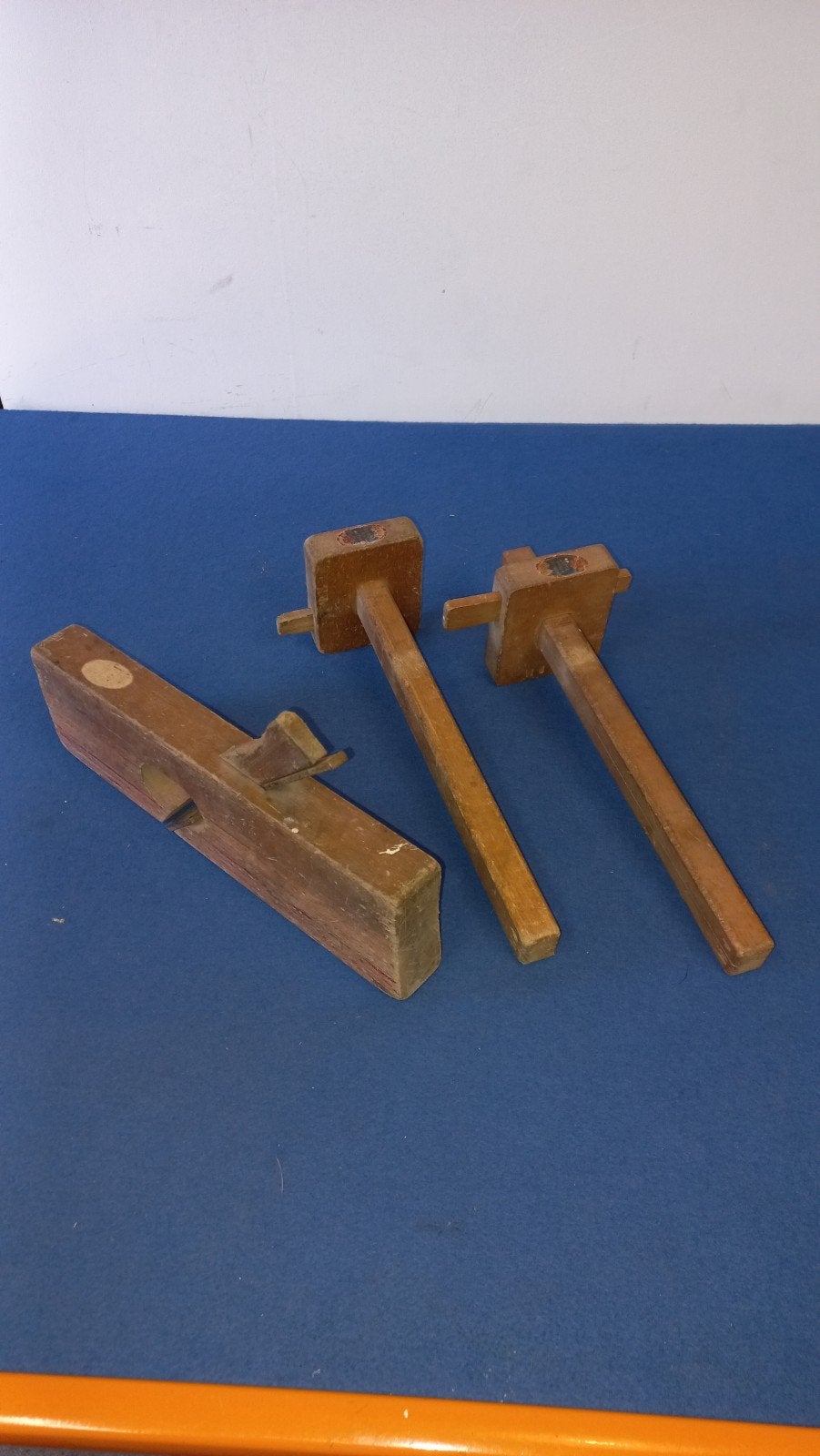 Vintage houten schaaf en twee krasmaten kruishout, Ophalen of Verzenden