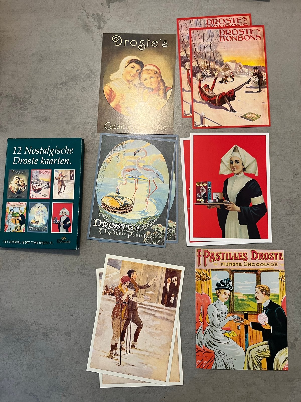 11 Nostalgische Droste Reclamekaarten, Ophalen of Verzenden, 1940 tot 1960, Ongelopen, Overige thema's