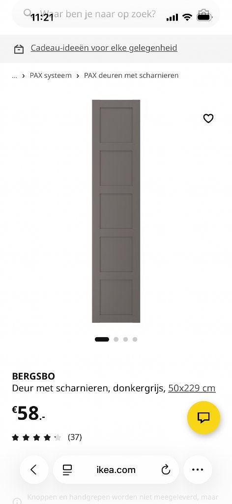 2 IKEA Pax deuren Bergsbo donkergrijs, Ophalen, 200 cm of meer, Nieuw, 50 tot 100 cm