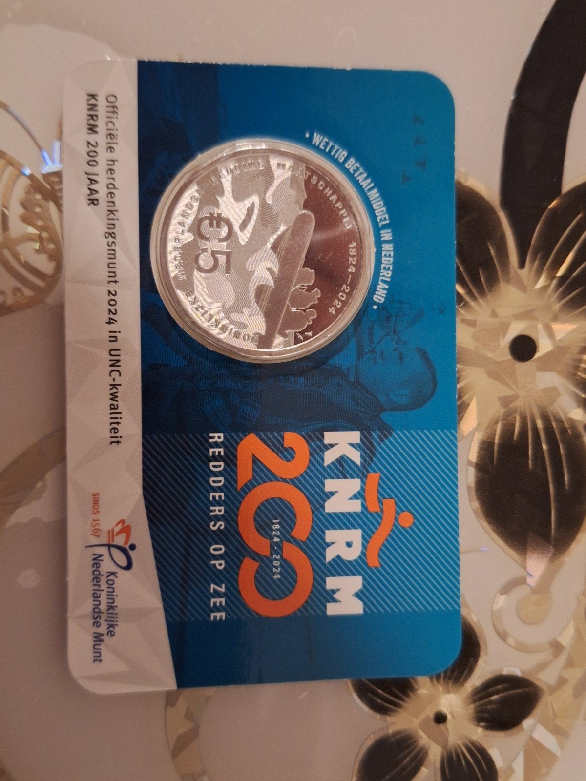 KNRM 200 Jaar Herdenkingsmunt 2024 - Zilveren 5 Euro, Postzegels en Munten, Koningin Beatrix, Zilver, Euro's, Ophalen of Verzenden