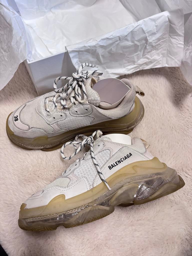 balenciaga triple s wit maat 38, Wit, Ophalen of Verzenden, Sneakers of Gympen, Zo goed als nieuw