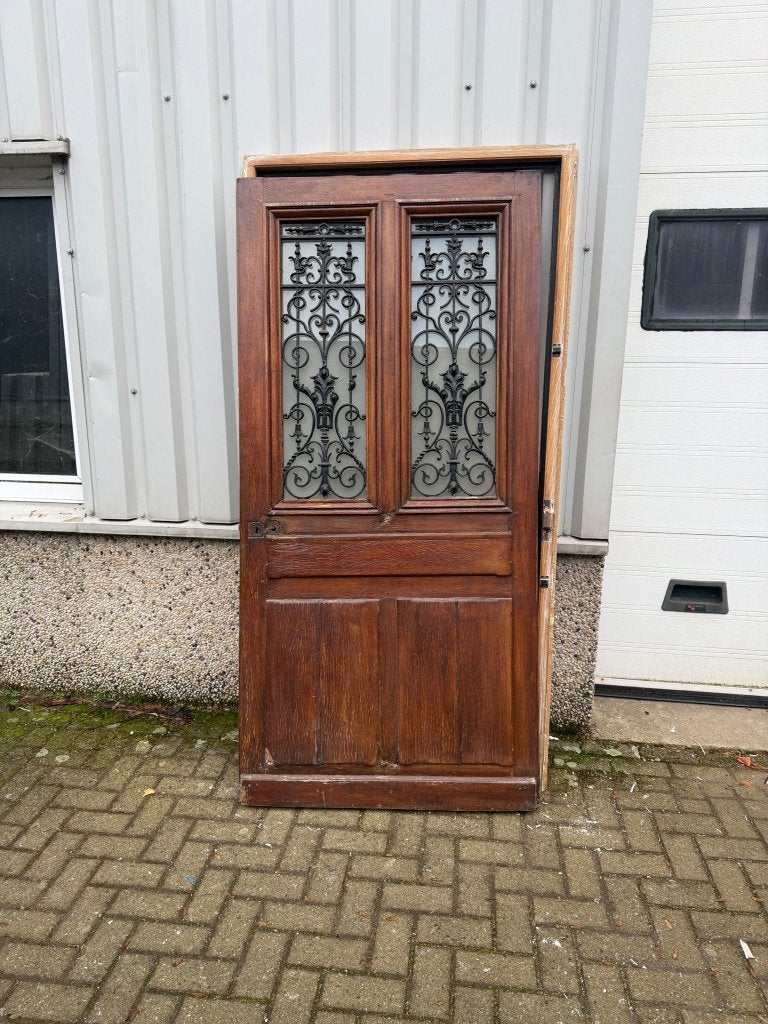 Prachtige antieke eiken voordeur met kozijn uit 1900, Doe-het-zelf en Verbouw, Deuren en Horren, 100 tot 120 cm, La belle porte