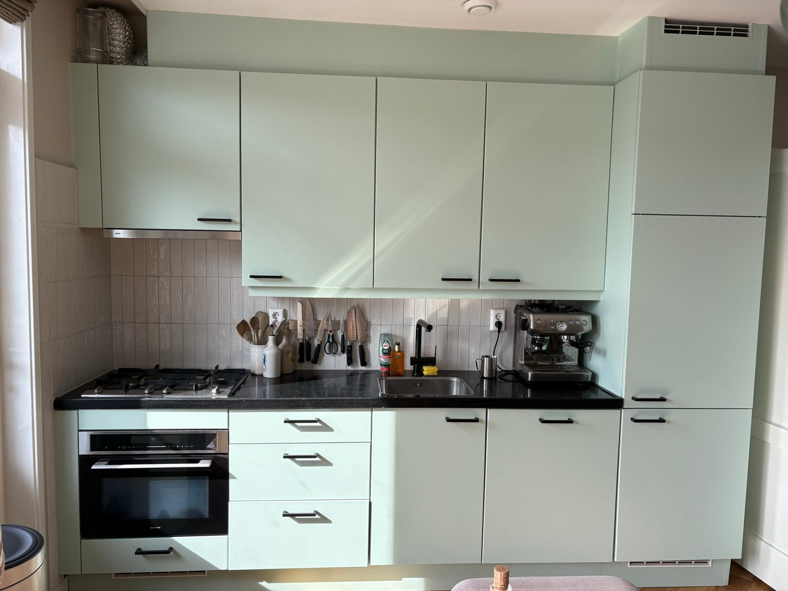 Moderne keuken met gasfornuis (excl. apparatuur/afzuigkap), Huis en Inrichting, Ophalen, Gebruikt, Enkelwandige keuken, Greeploos
