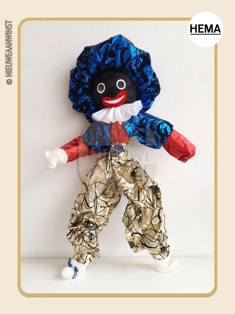 Nostalgische HEMA etalage Piet pop - 80cm, blauw/rood/goud, Diversen, Verzenden, Gebruikt