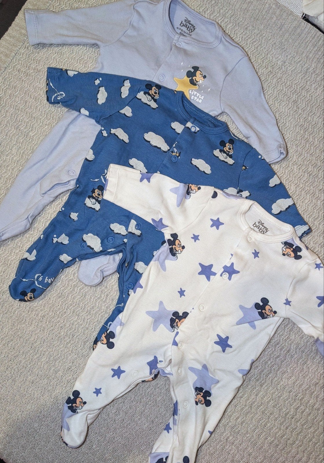 3-pack Disney Baby Mickey Mouse Rompertjes, Ophalen of Verzenden, Zo goed als nieuw, Disney Baby, Jongetje of Meisje