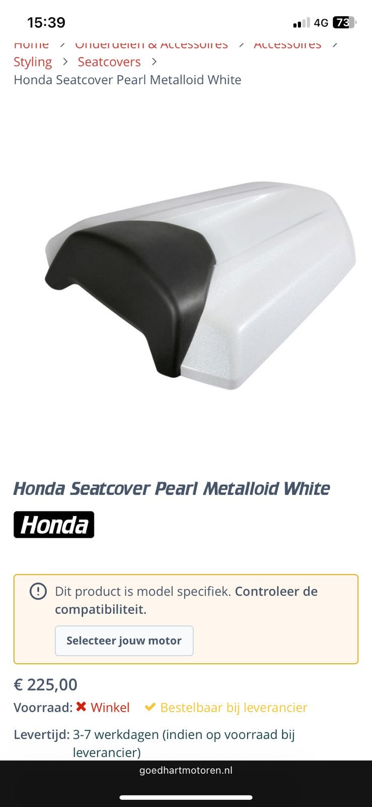 Originele Honda cbr 500 r seat cover wit, Ophalen of Verzenden, Seat