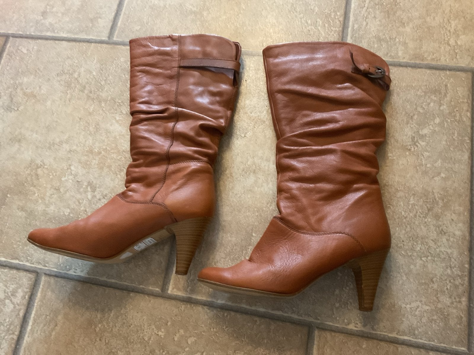Bruine leren laarzen met hak, Kleding | Dames, Bruin, Lage of Enkellaarzen, Ophalen of Verzenden, Gedragen