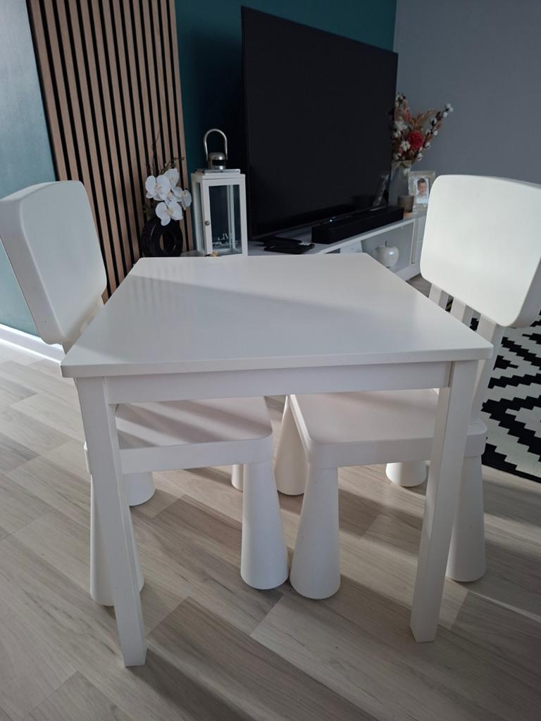 2 kinderstoelen (plastic) en tafel (hout), Ophalen, Zo goed als nieuw, Overige typen