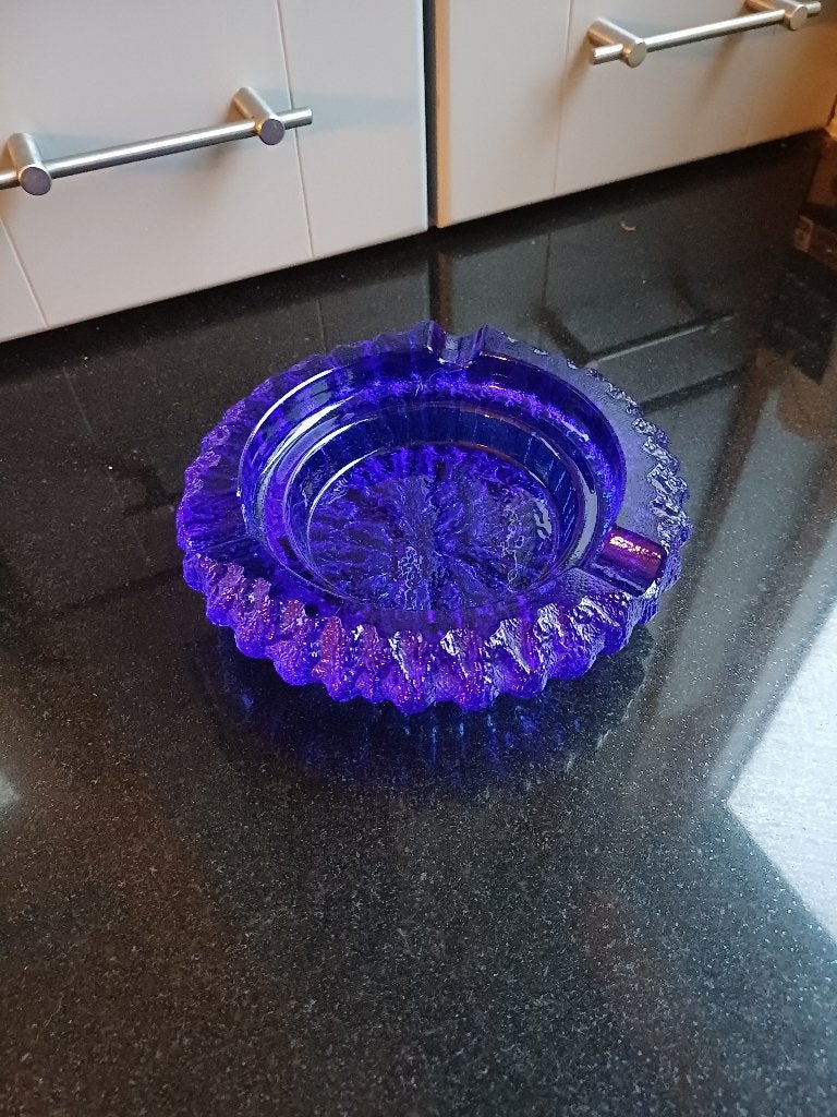Vintage Kobaltblauwe glazen Asbak, Ophalen of Verzenden