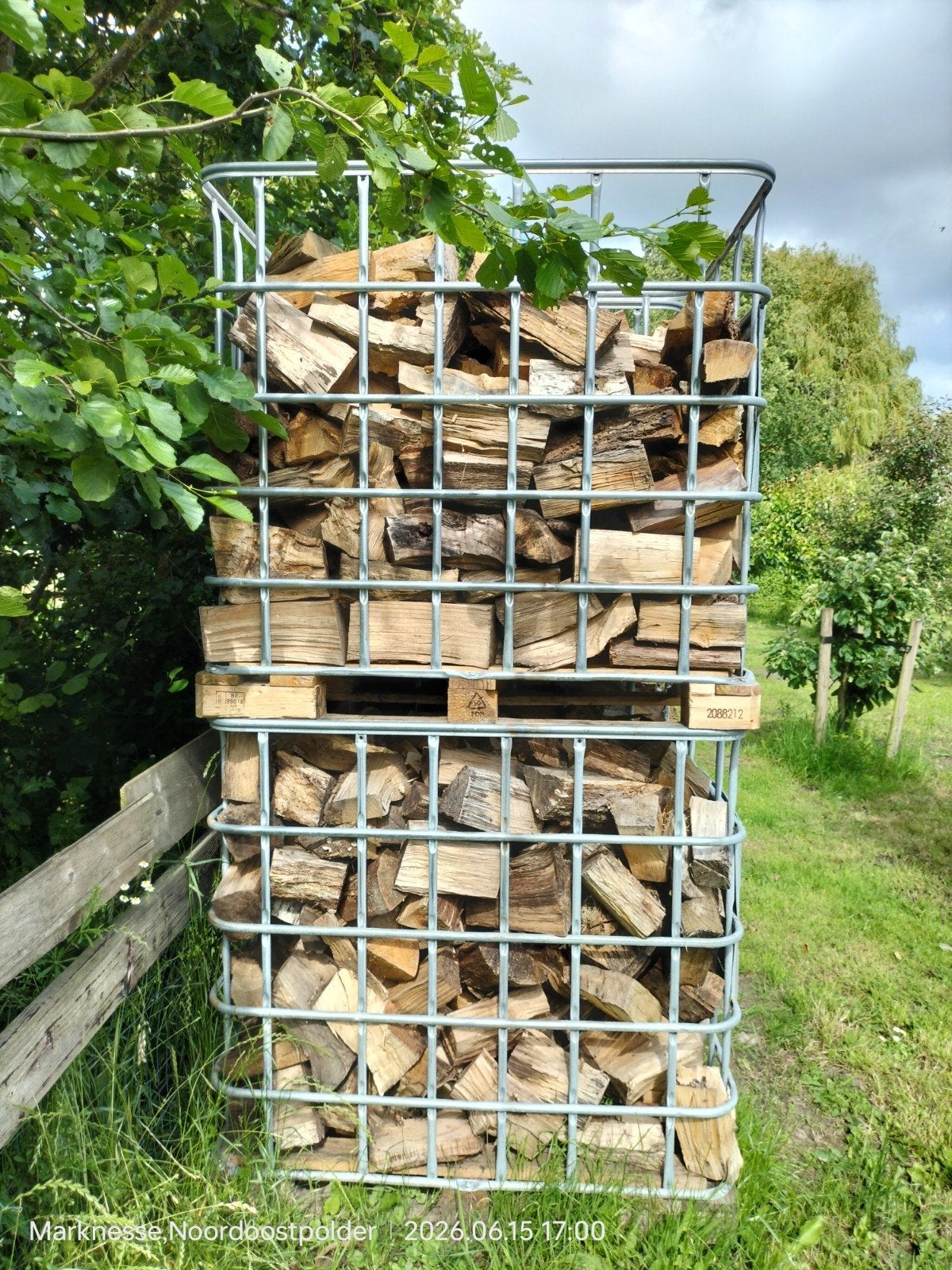 droog openhaardhout inhoud ibc., Minder dan 3 m³, Ophalen, Overige houtsoorten, Blokken